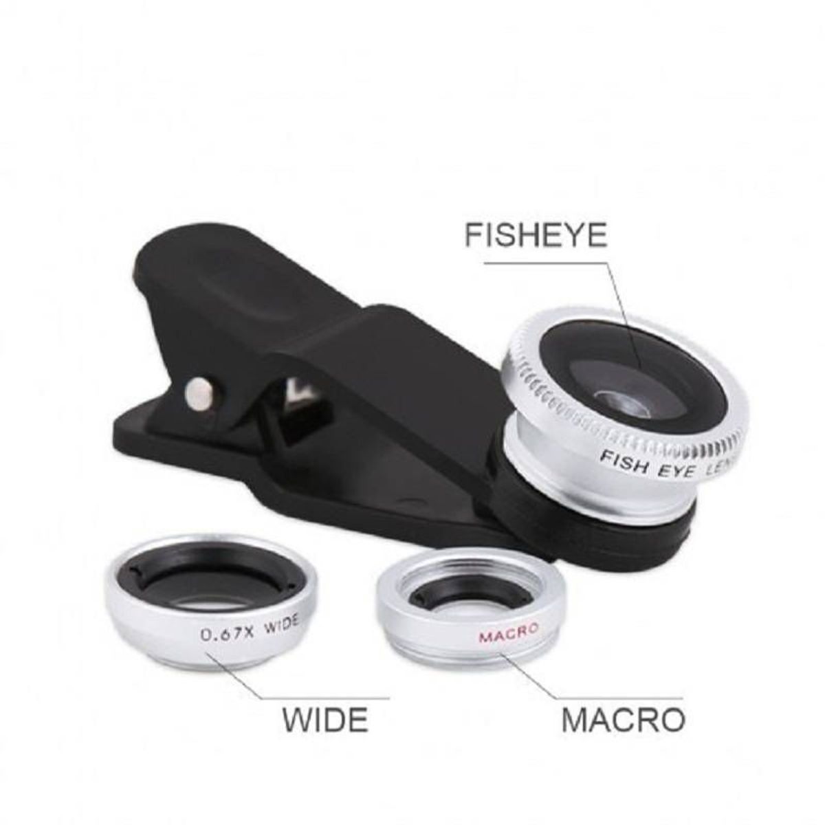 GENERICO - Lente Universal Para Celular C Clip Fisheye Ojo De Pez 235° Plateado