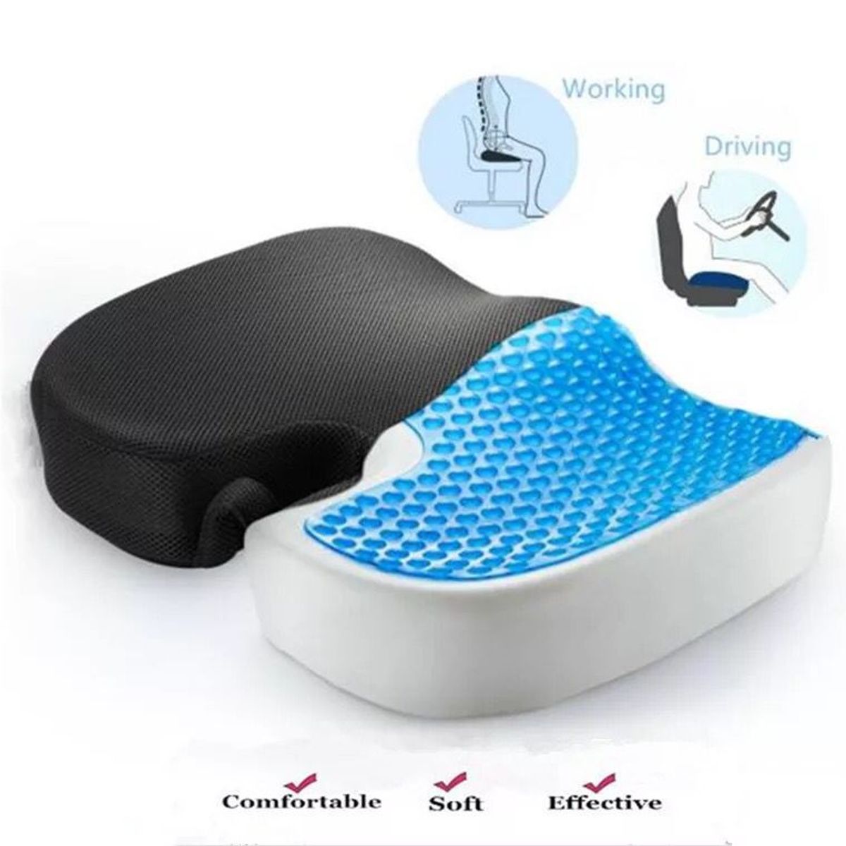 GENERICO - Cojin Ortopedico De Gel Para Asiento Espuma Viscoelastica