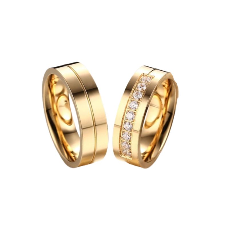 GENERICO - Anillo de Matrimonio Diamods Dream Hombre Bañado Oro 18K Genieka