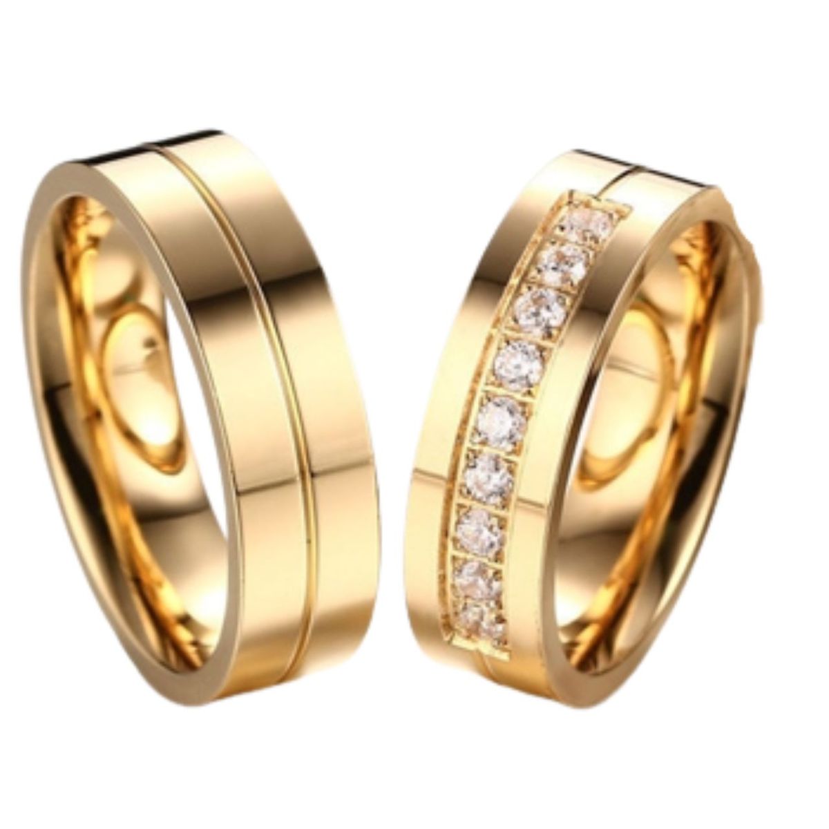 GENERICO - Anillo de Matrimonio Diamods Dream Hombre Bañado Oro 18K Genieka