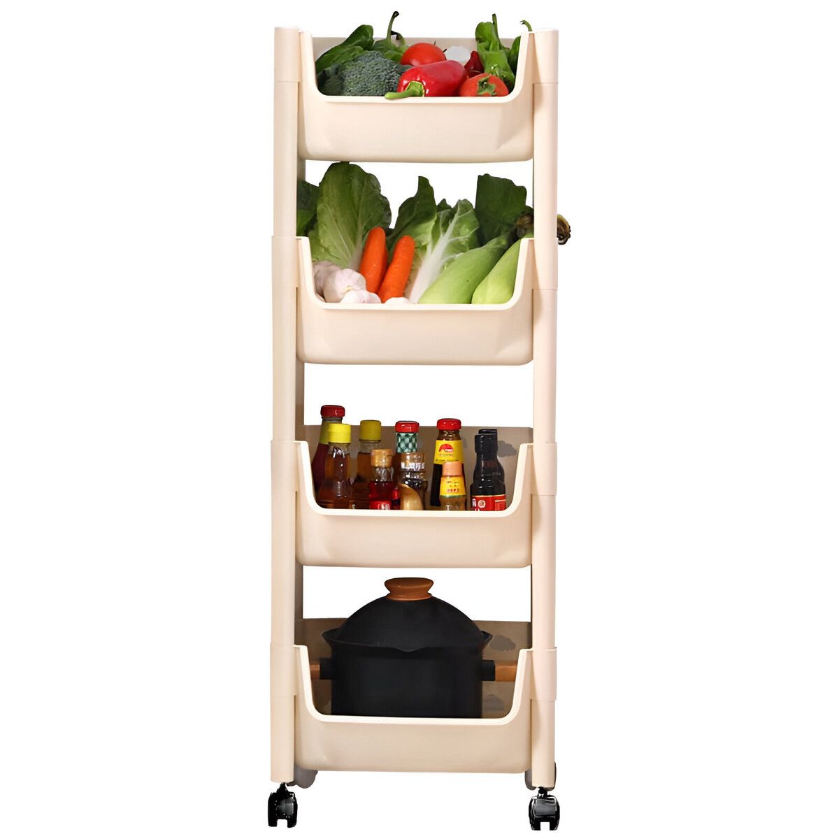 ELMEJORPRECIO - Estante Organizador Multiuso De Cocina Dormitorio De 4 Niveles Hueso