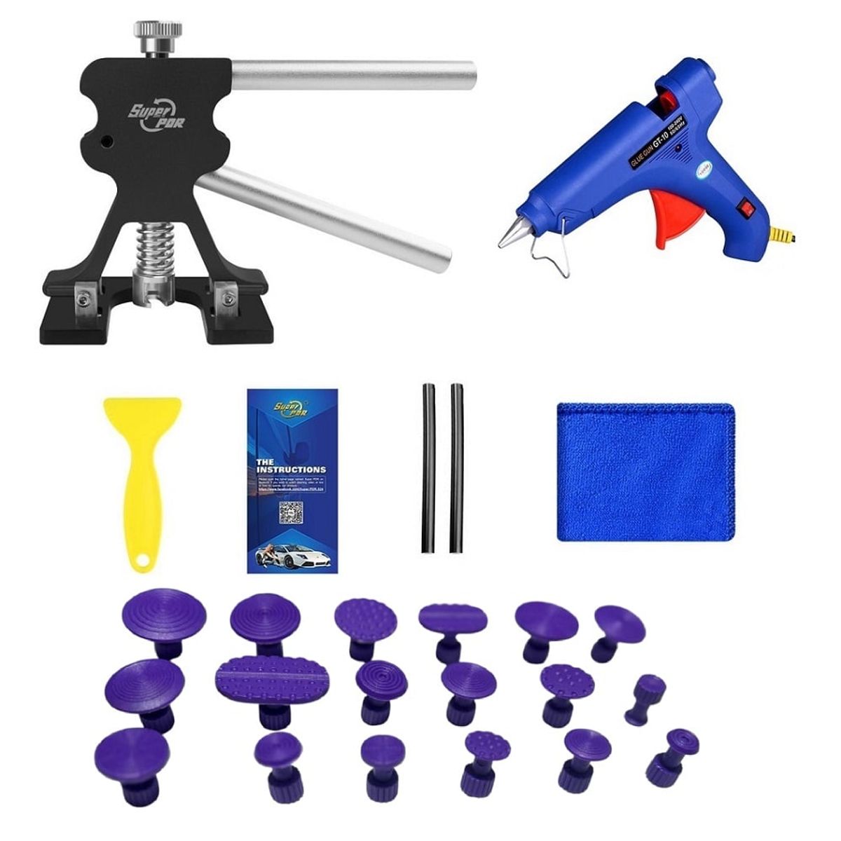 GENERICO - Kit 25 Piezas Repador De Abolladuras Carro Auto Pdr Original