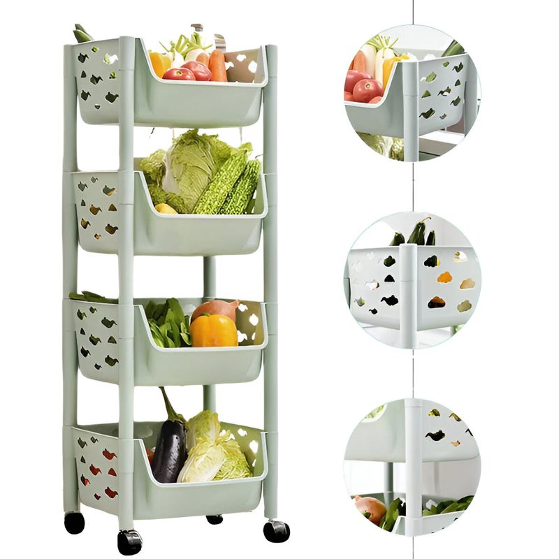 ELMEJORPRECIO - Estante Organizador Multiuso De 4 Niveles Con Repisa Verde