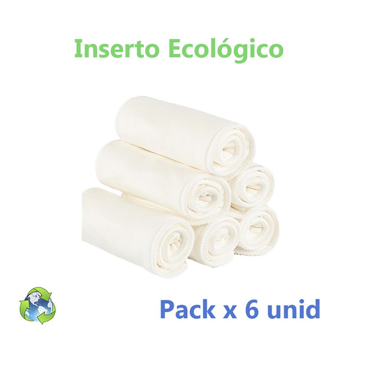 GENERICO - Inserto de Tela Algodón de Bambú y Microfibra - Pack x 6