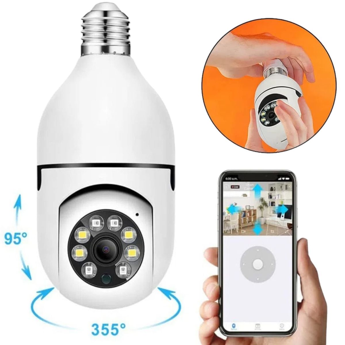 OEM - Foco Cámara Robótico en Tiempo Real WiFi 1080P Sensor Movimiento