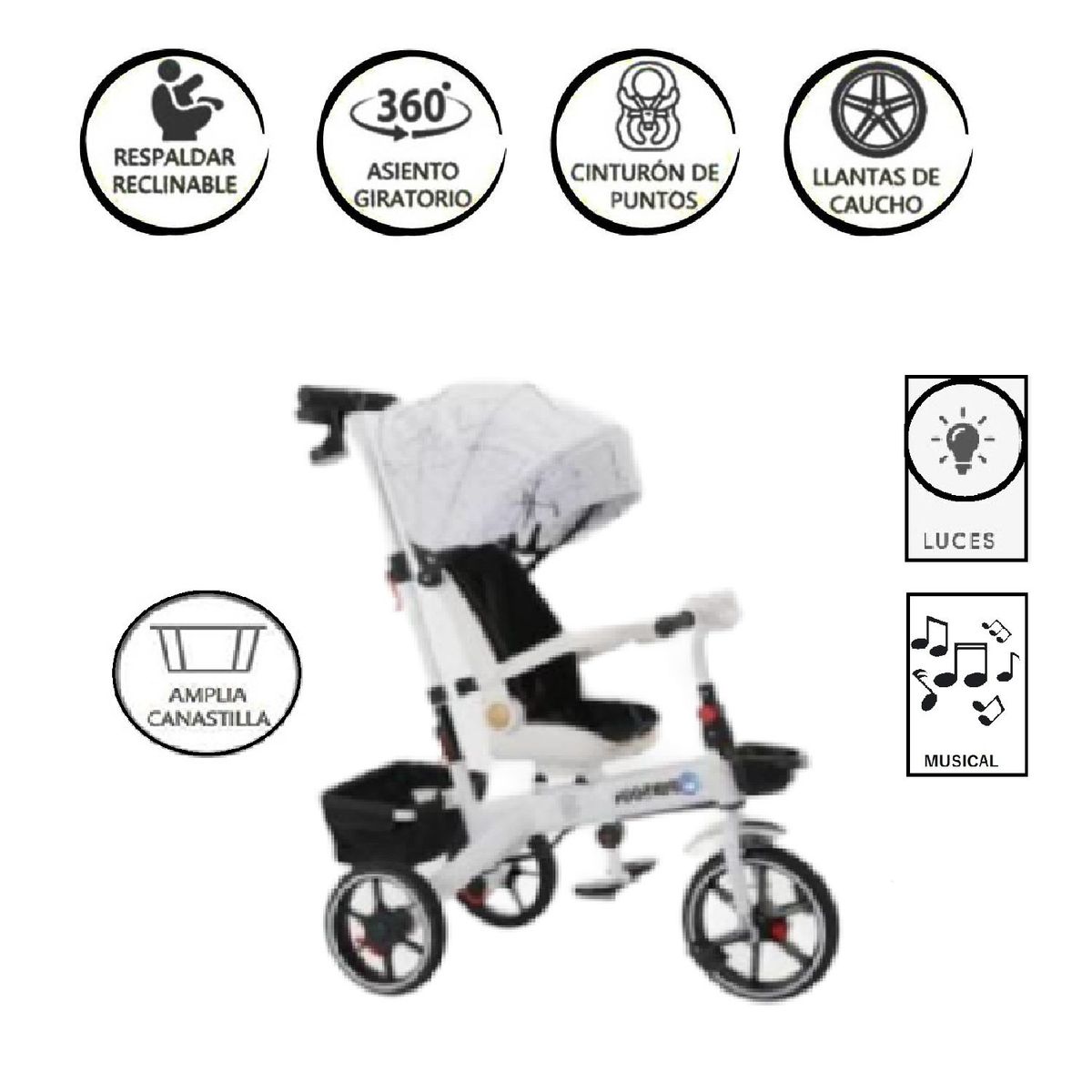 GENERICO - Triciclo Asiento Giratorio musical Pawsoon