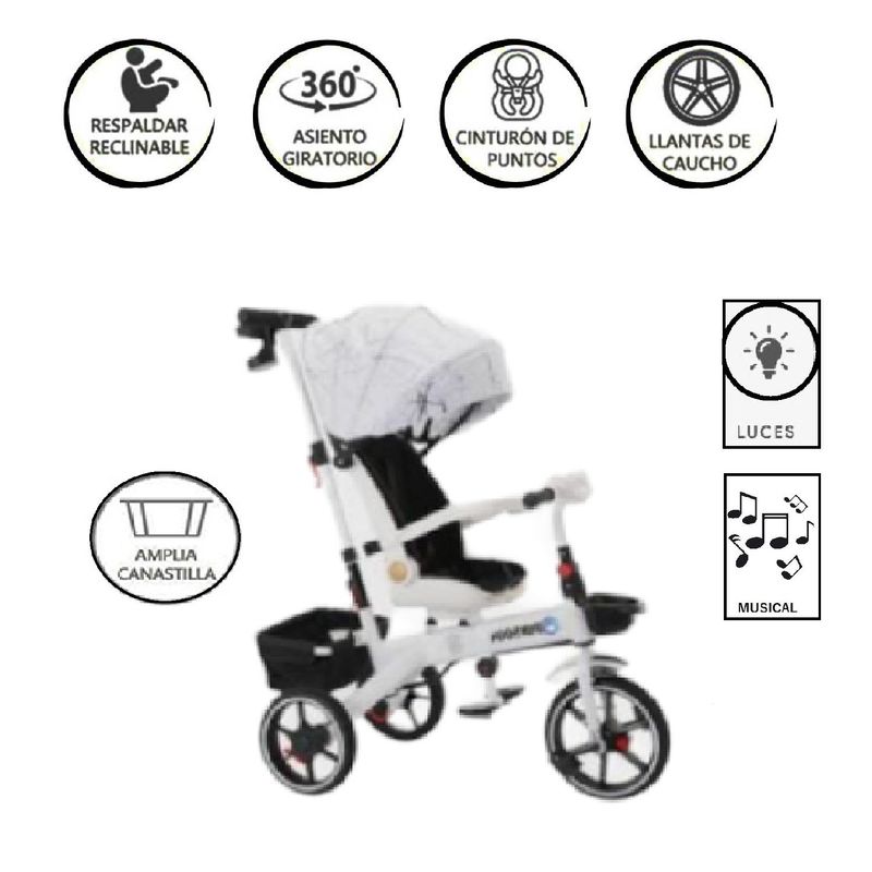 GENERICO - Triciclo Asiento Giratorio musical Pawsoon