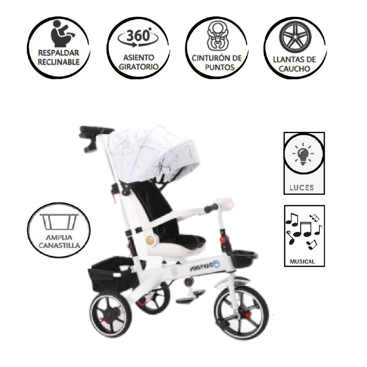 GENERICO - Triciclo Asiento Giratorio musical Pawsoon