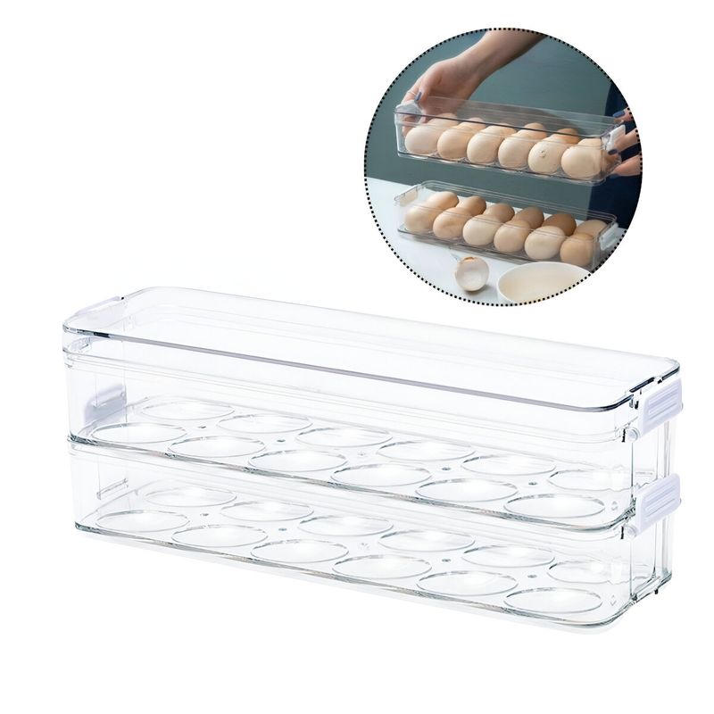ELMEJORPRECIO - Porta Huevos Lineal De 2 Niveles Con Tapa