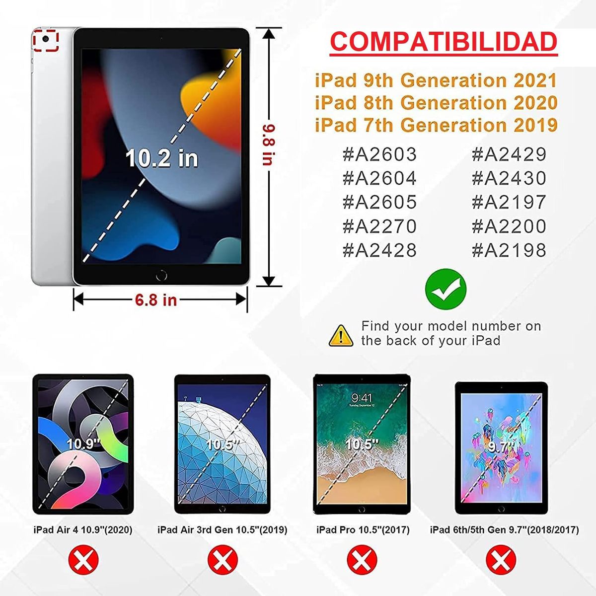 GENERICO - Funda Case Giratoria 360° Protector para iPad 10.2 7ma A2197 A2200