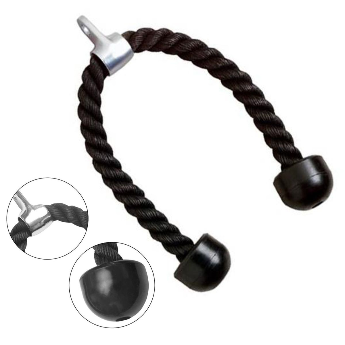 GFORCE - Soga Polea Trenzada Importada Negro Tríceps Bíceps