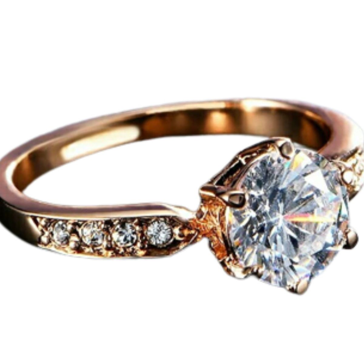 GENERICO - Anillo de Compromiso Imperial Deluxe Bañado en Oro 18K Aro - Genieka