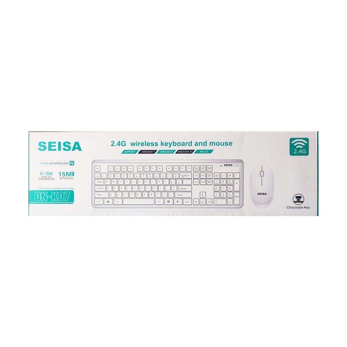 SEISA - Teclado y Mouse Inalámbrico Blanco USB 2.4 GHz para Windows y Macbook