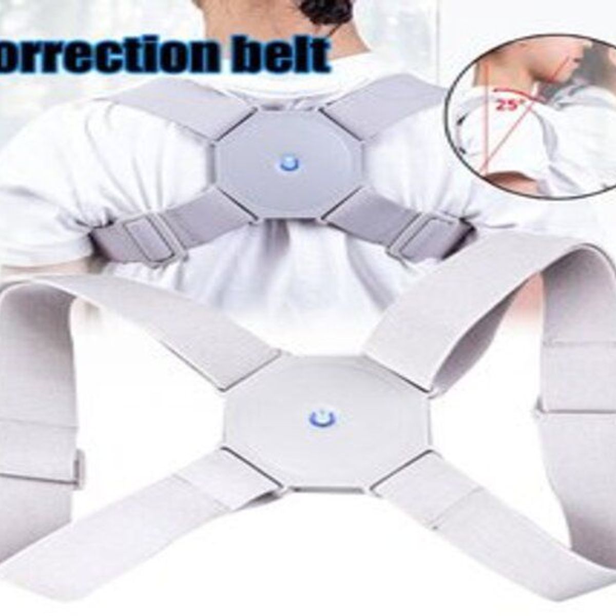 GENERICO - Corrector de Postura Inteligente con Sensor de Vibración Gris