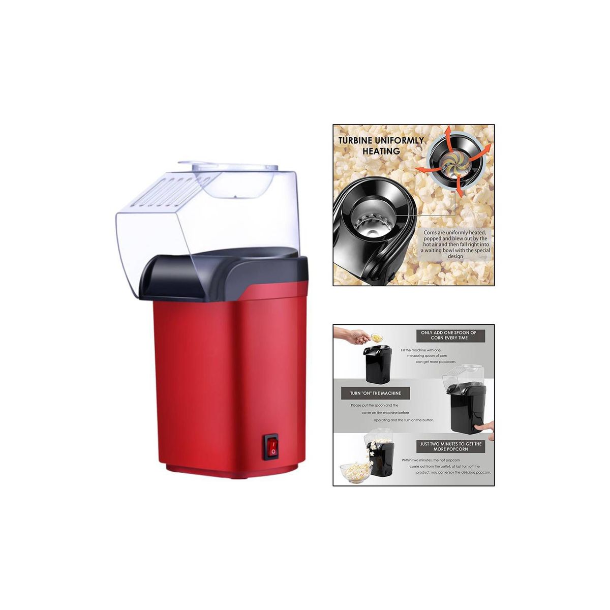 GENERICO - Maquina Pop Corn Canchita Palomitas de Maíz Sin Aceite