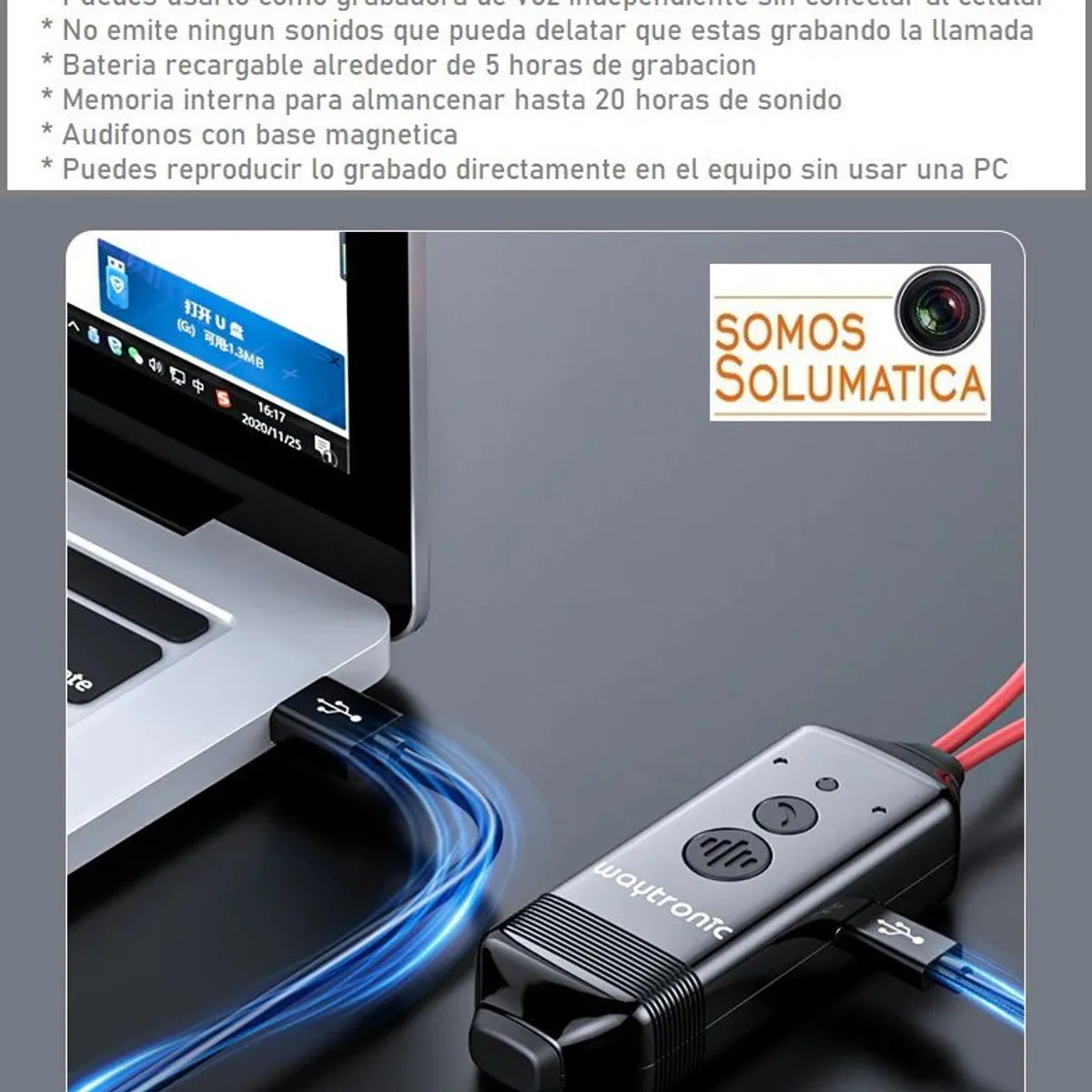 OEM - Grabadora De Voz y Llamadas - Solumatica - Audifonos Bluetooth