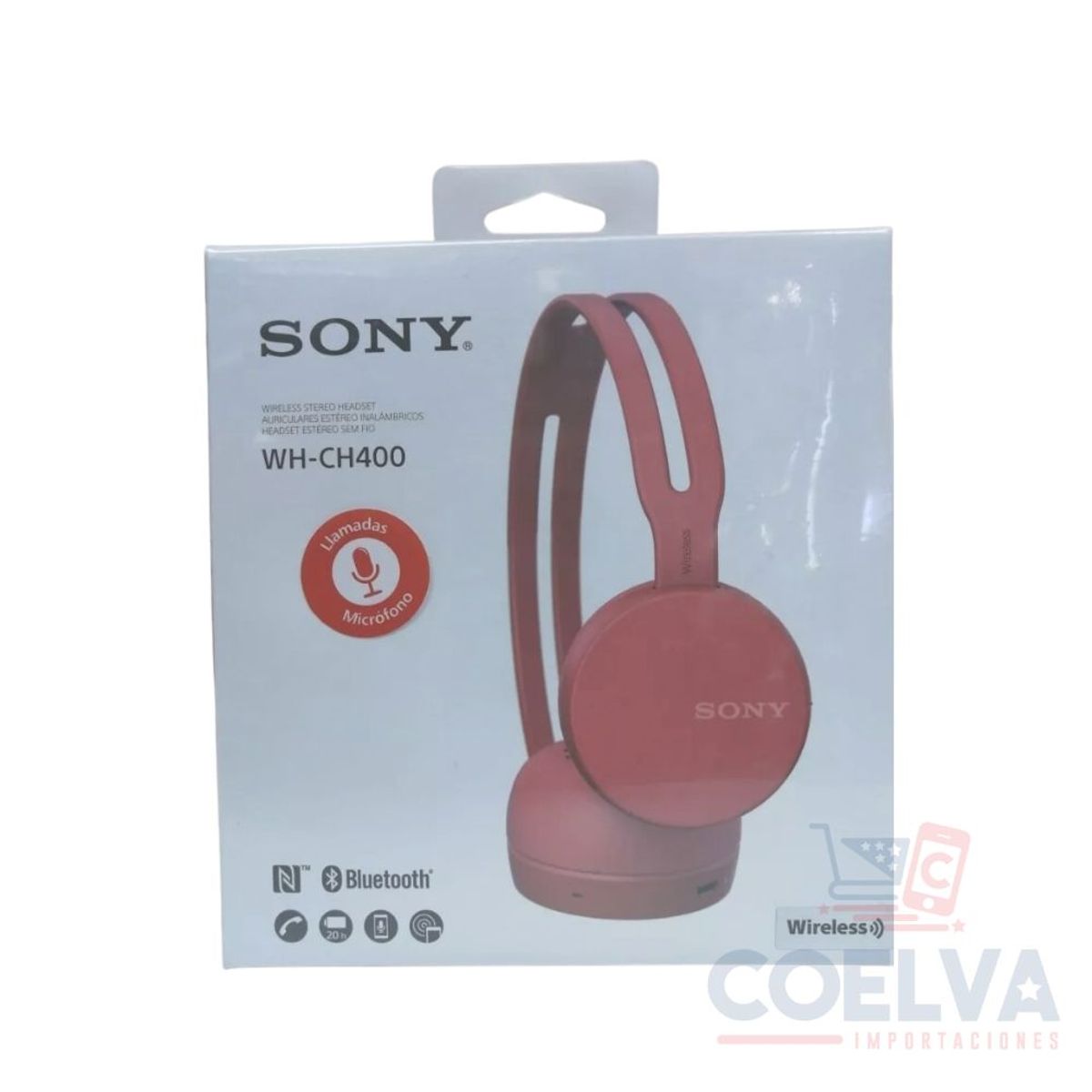 SONY - Sony WH-CH400 Audífono Bluetooth NFC Hasta 20 Horas - Rojo