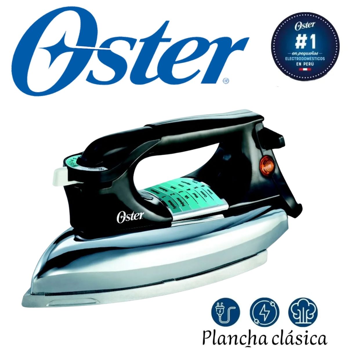 OSTER - PLANCHA PESADA CLASICA OSTER COLOR NEGRO MOD GCSTBV4119