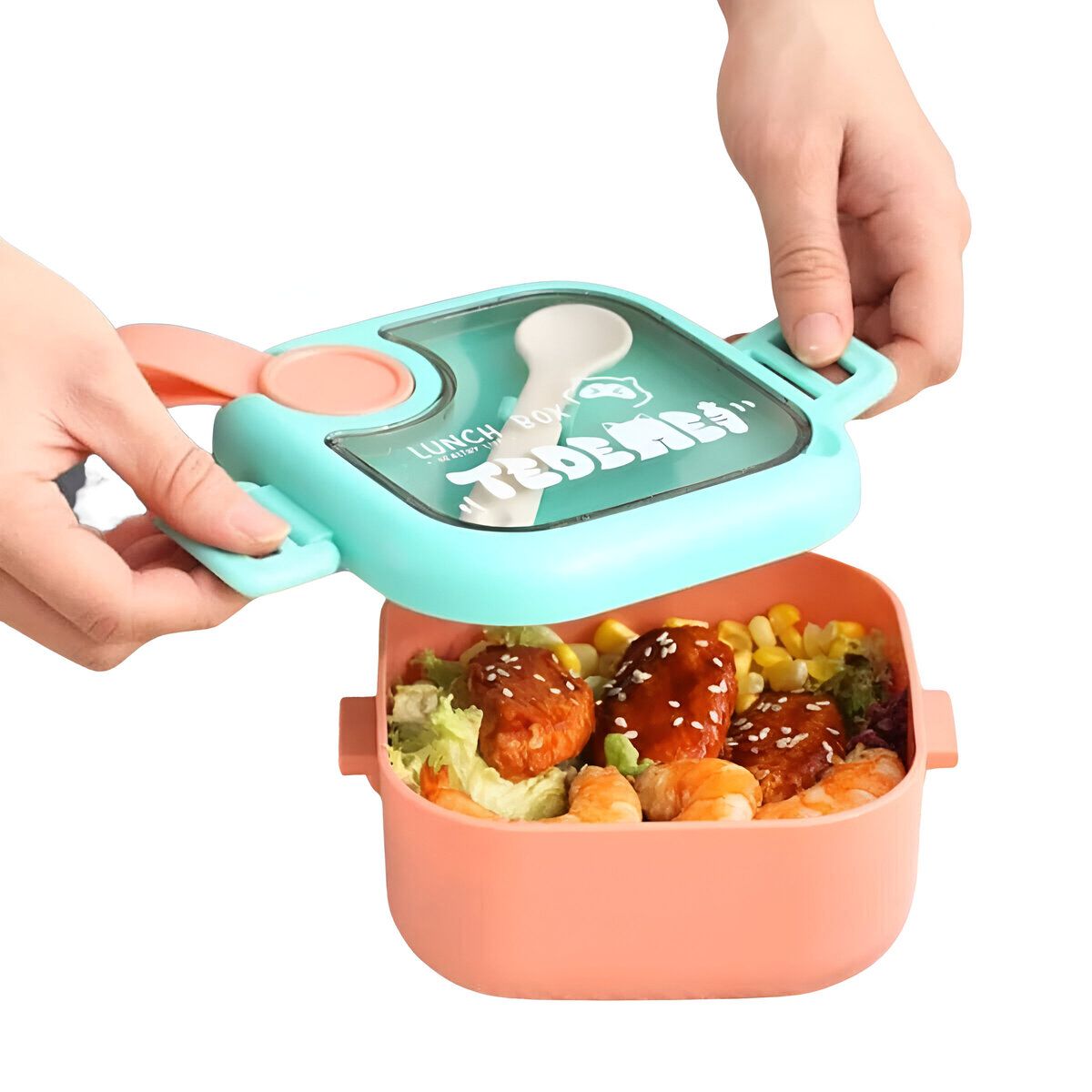 ELMEJORPRECIO - Set De Taper Portátil Con Cucharita Bowl Y Tijera Rosado