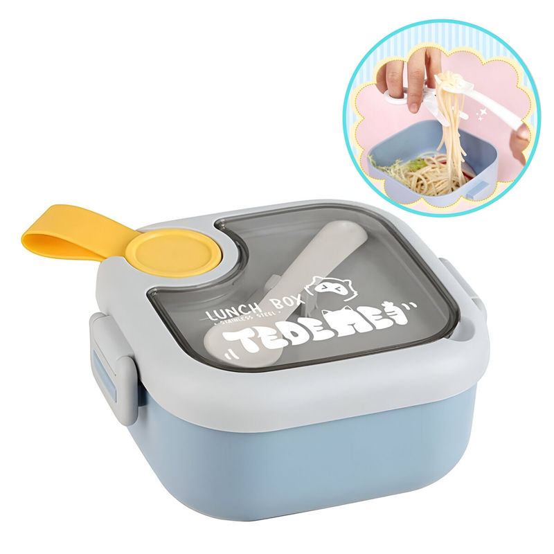 ELMEJORPRECIO - Set De Taper Portátil Con Cucharita Bowl Y Tijera Celeste