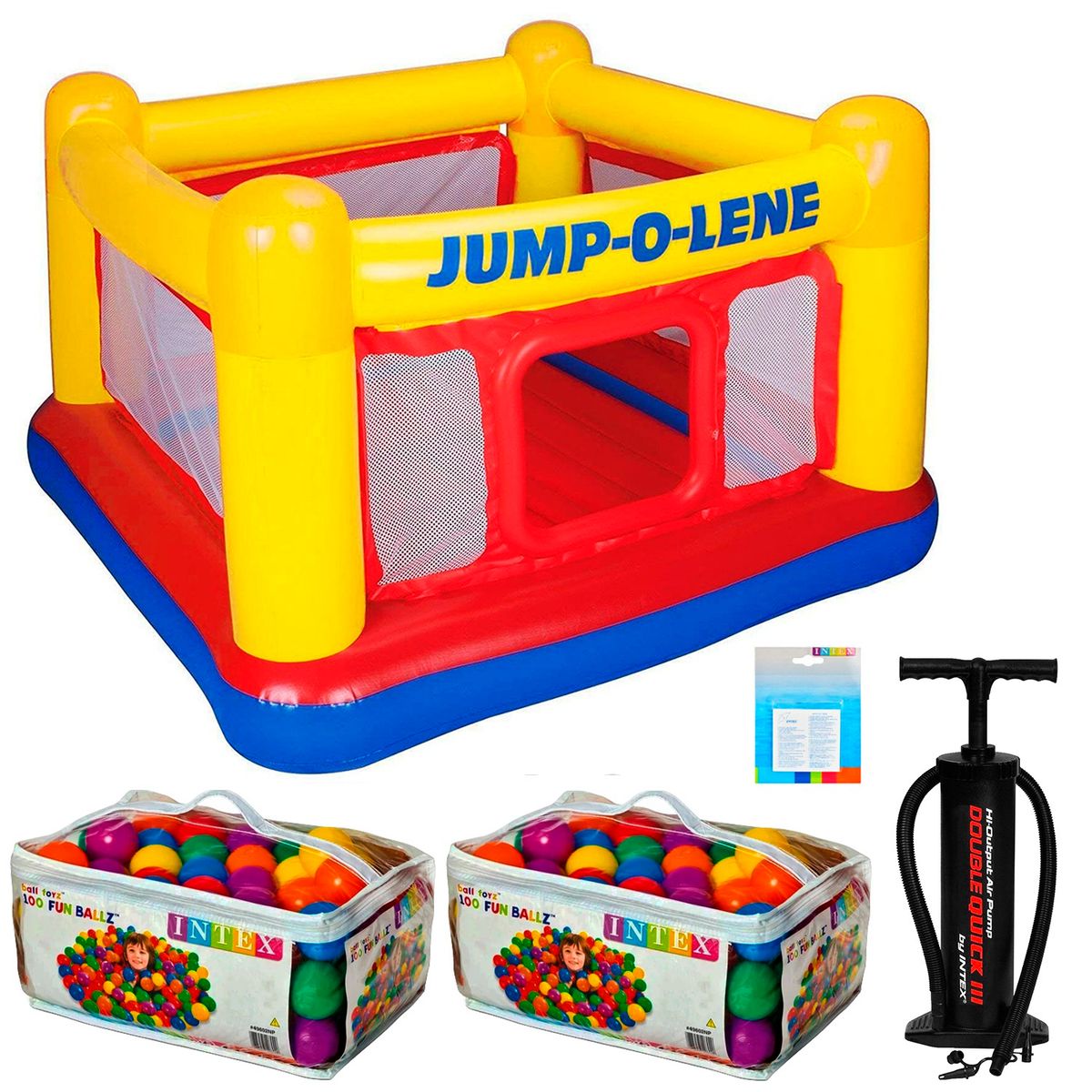 INTEX - Combo Cama Saltarina 174x174 200Pelotas Super Inflador
