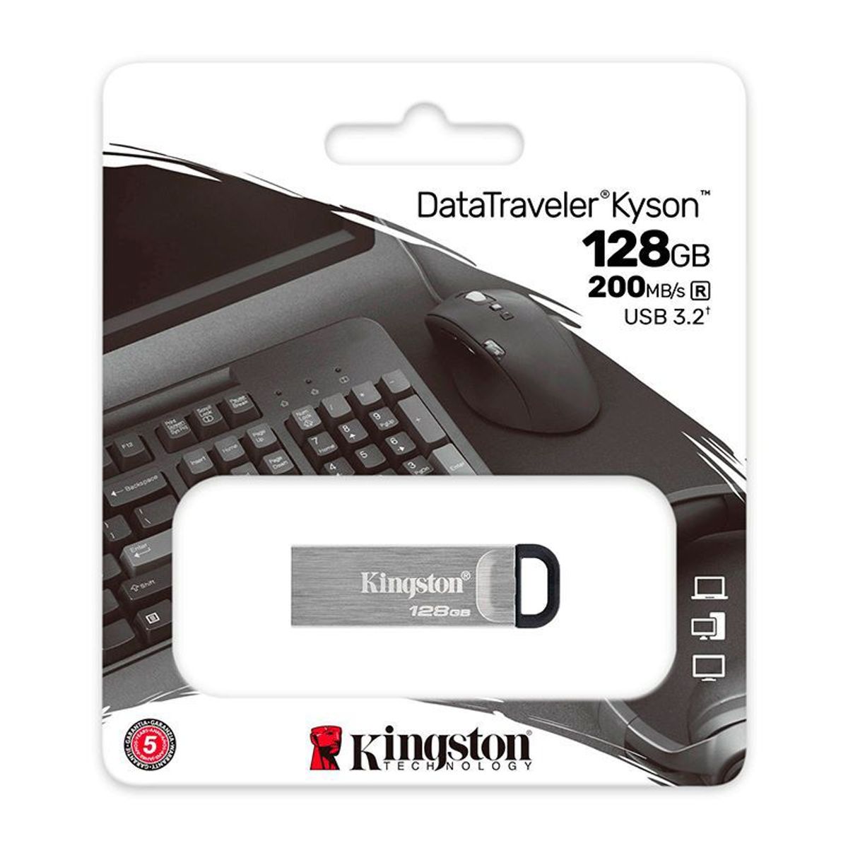 KINGSTON - MEMORIA USB KINGSTON DATATRAVELER KYSON 128GB COLOR PLATA