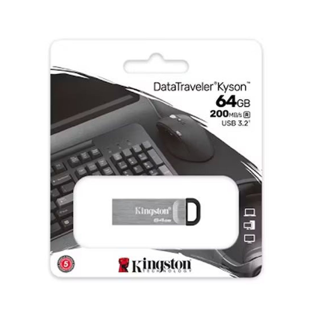 KINGSTON - MEMORIA USB KINGSTON DATATRAVELER KYSON 64GB COLOR PLATA