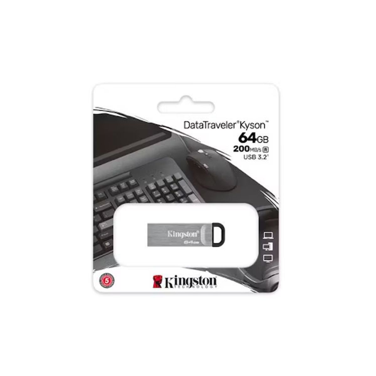 KINGSTON - MEMORIA USB KINGSTON DATATRAVELER KYSON 64GB COLOR PLATA