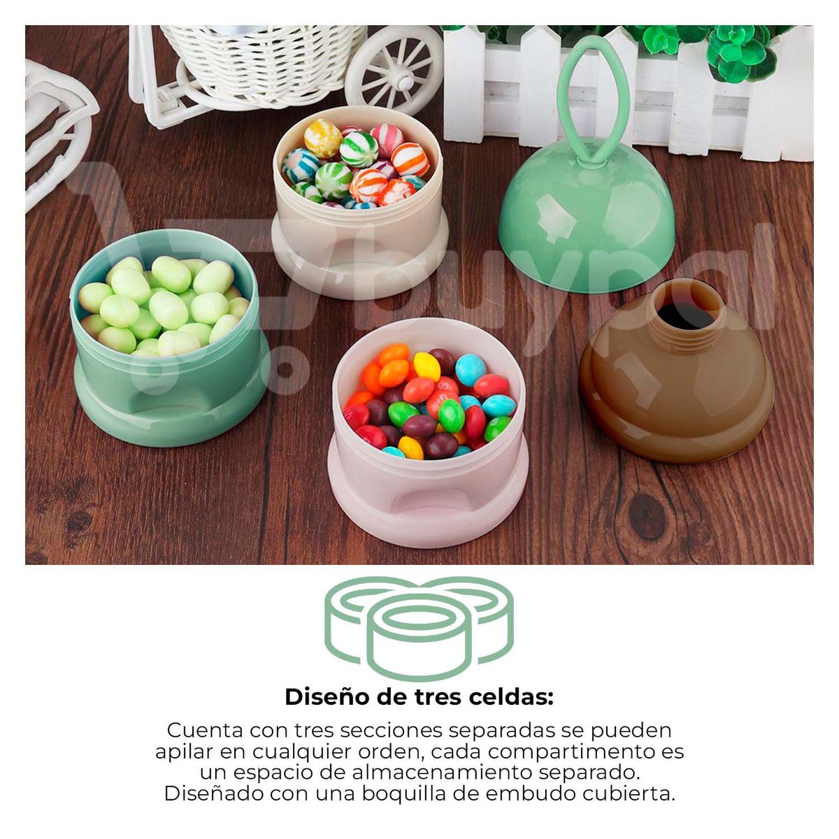 BABYPAL - Dispensador Alimento Bebe Portátil 3 Capas Rosado