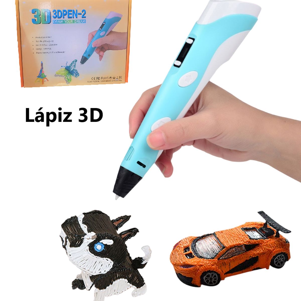 GENERICO - Lápiz lapicero 3D portátil impresión manual - Celeste