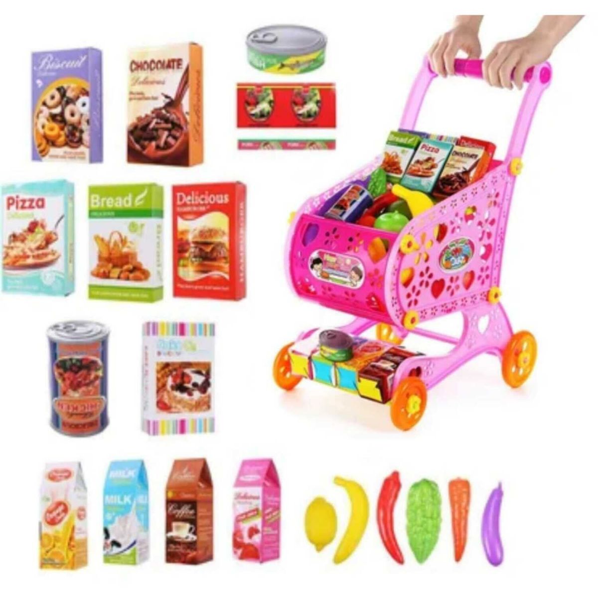 GENERICO - Carrito supermercado para niñas 46 piezas