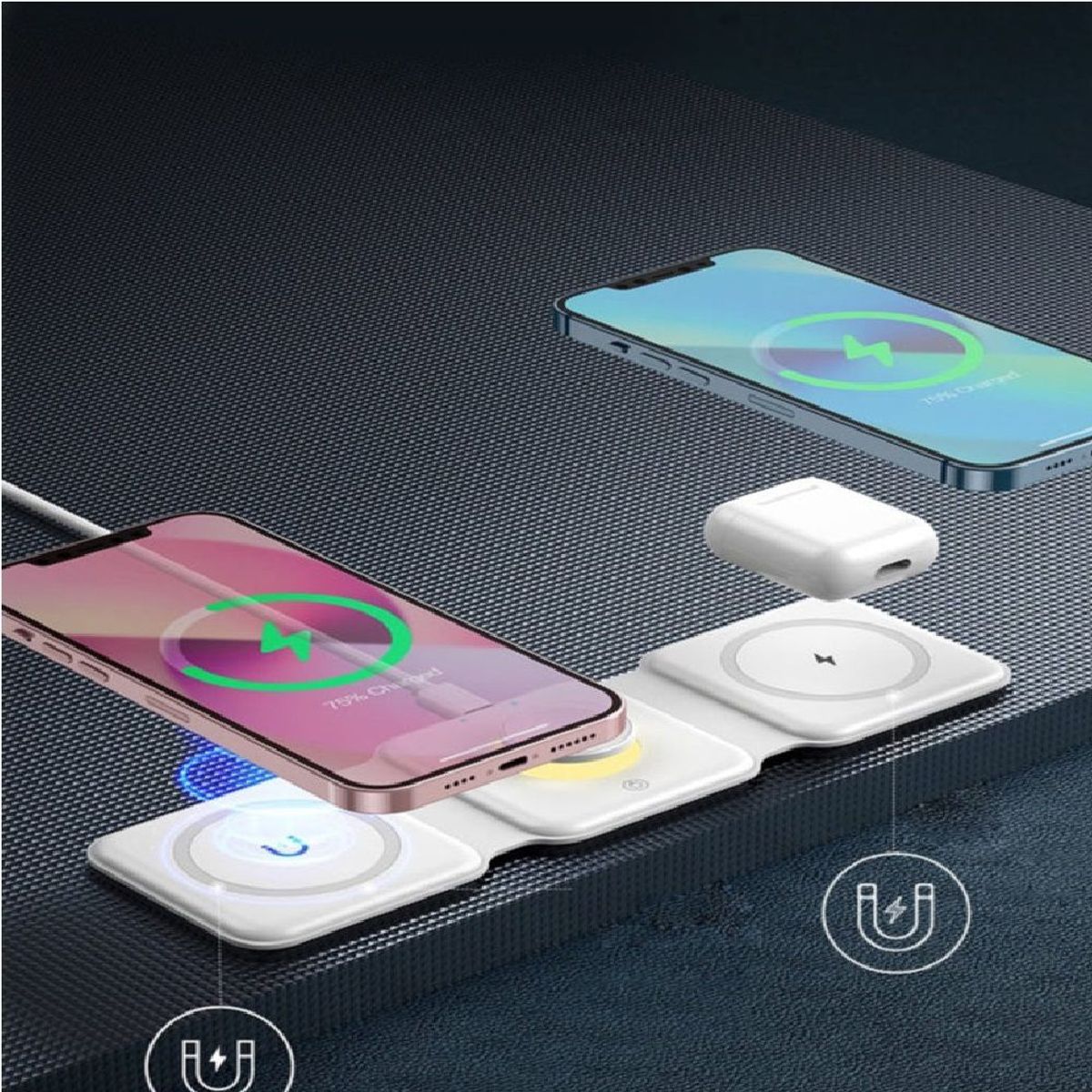 OTTOWARE - Cargador Inalámbrico 3 en 1