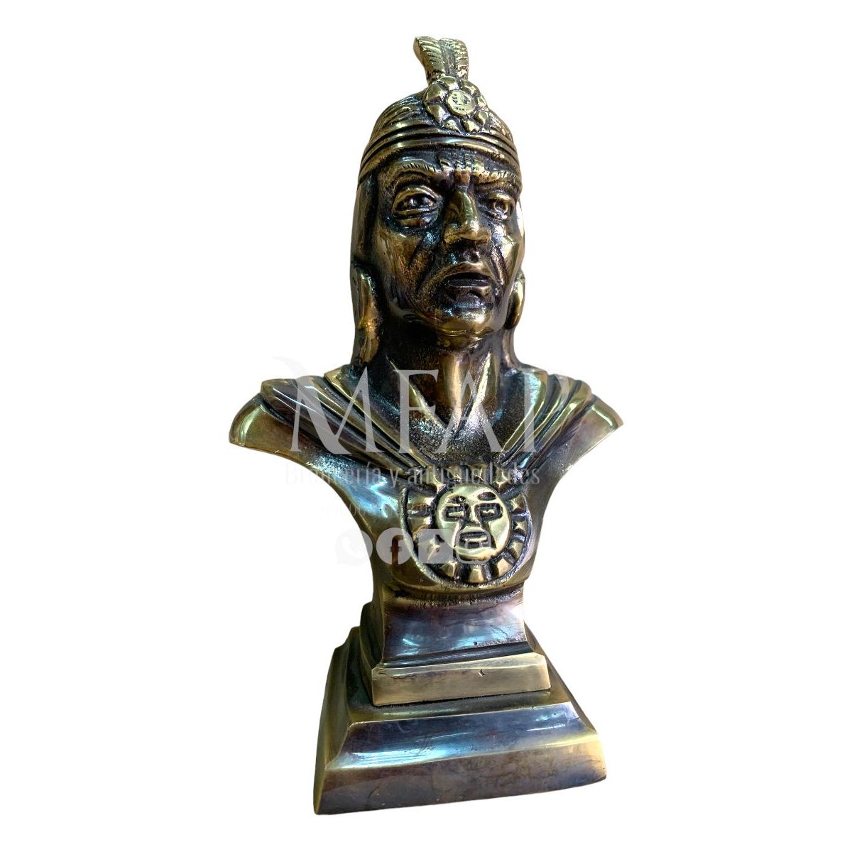 MFAP BRONCERIA Y ANTIGUEDADES - Busto del Inca Pachacutec en bronce 19 cm alto