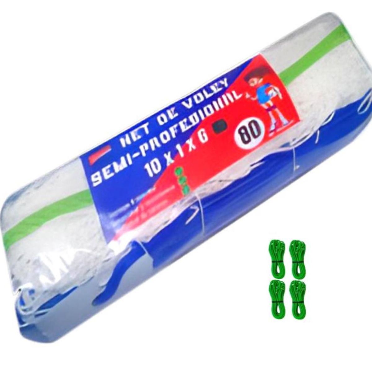 GENERICO - PACK VÓLEY NET SEMIPRO Nº 80 BLANCO MÁS PELOTA GOMA Nº 5