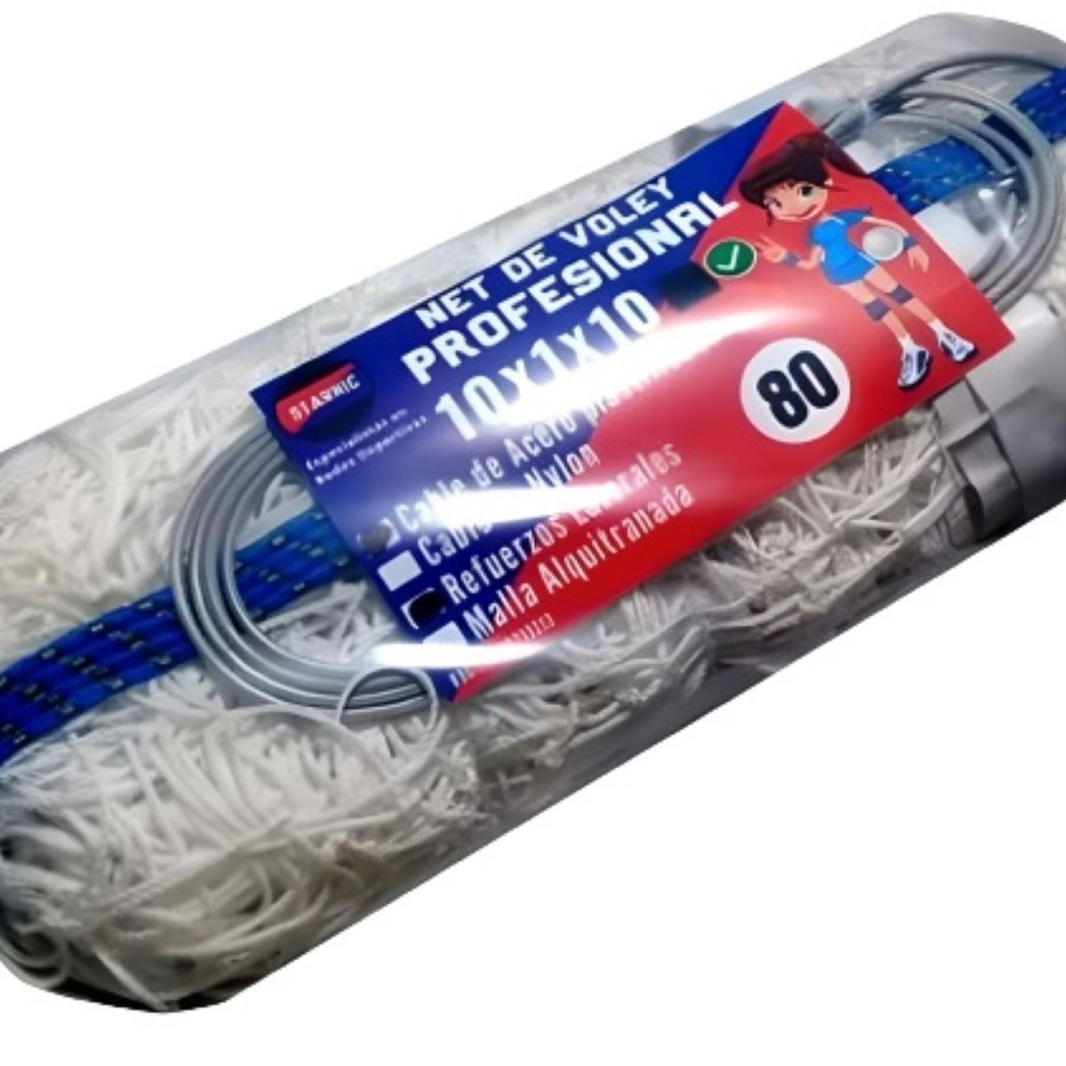 GENERICO - Pack Red Vóley Profesional 80 Blanco Pelota PU Mtd Cuerda