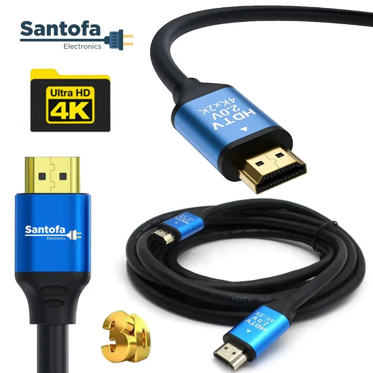 SANTOFA ELECTRONICS - Cable HDMI 2.0 3 Metros SANTOFA Ultra HD 3D 4K 60hz 2160P PVC
