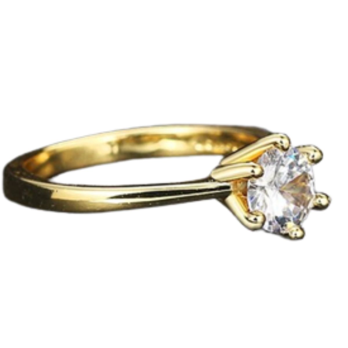 GENERICO - Anillo de Compromiso Solitario Yellow Gold Bañado en Oro 18K Genieka