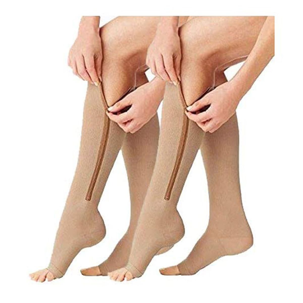 GENERICO - 2 Pack - Medias Compresión Varices Cierres Unisex 15-20mmHg