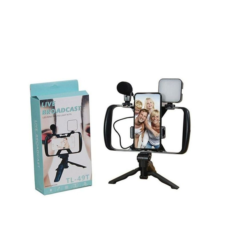 SEISA - Kit de Grabación Vlogger Mini Tripode Micrófono Control Luz Led