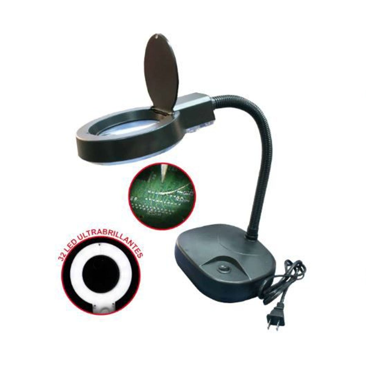 TAKEMA - Lámpara de Mesa Ajustable Lupa y Luz Led ZD-123-LED TAKEMA