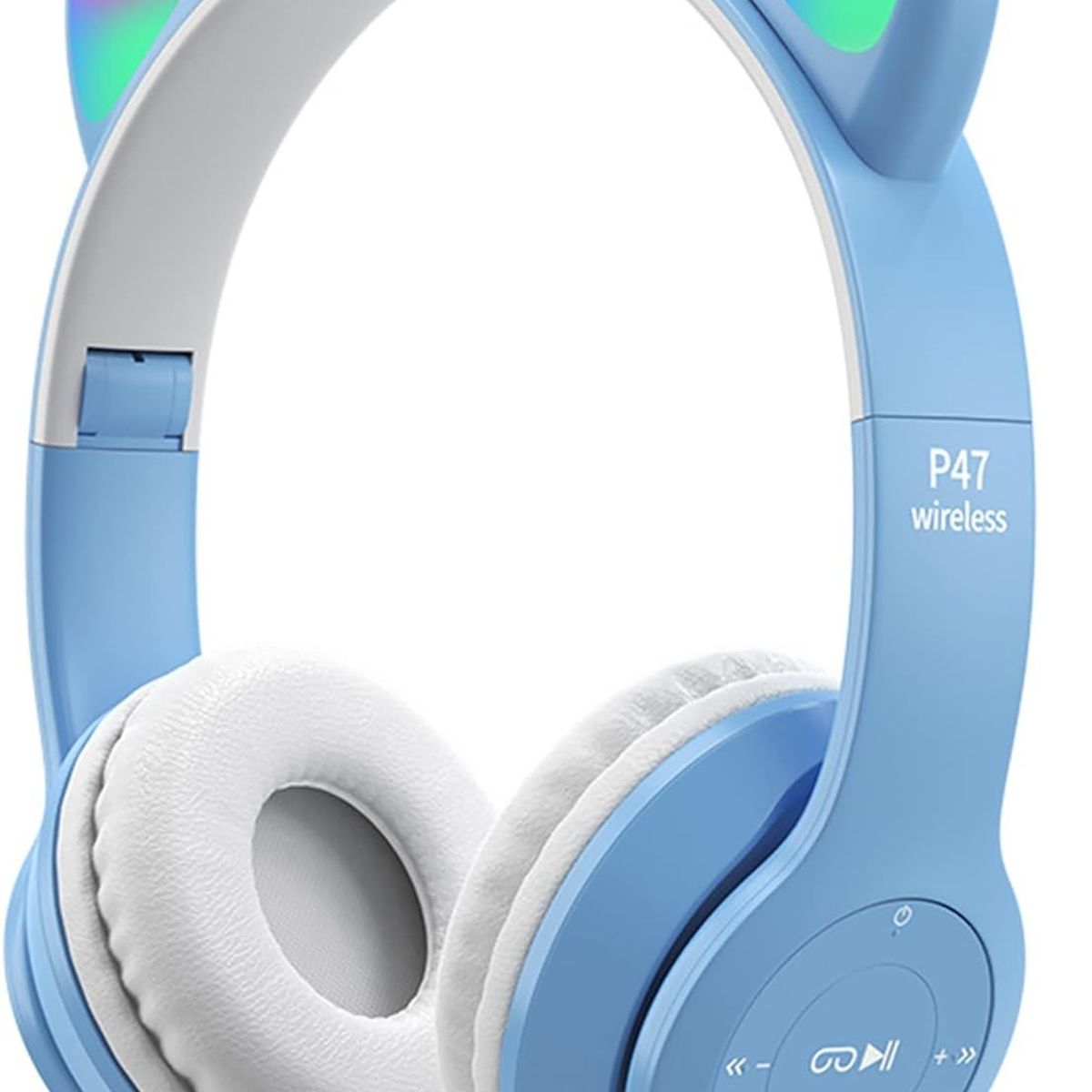 OEM - Auriculares inalámbricos con Bluetooth con orejas de Gatito  Celeste