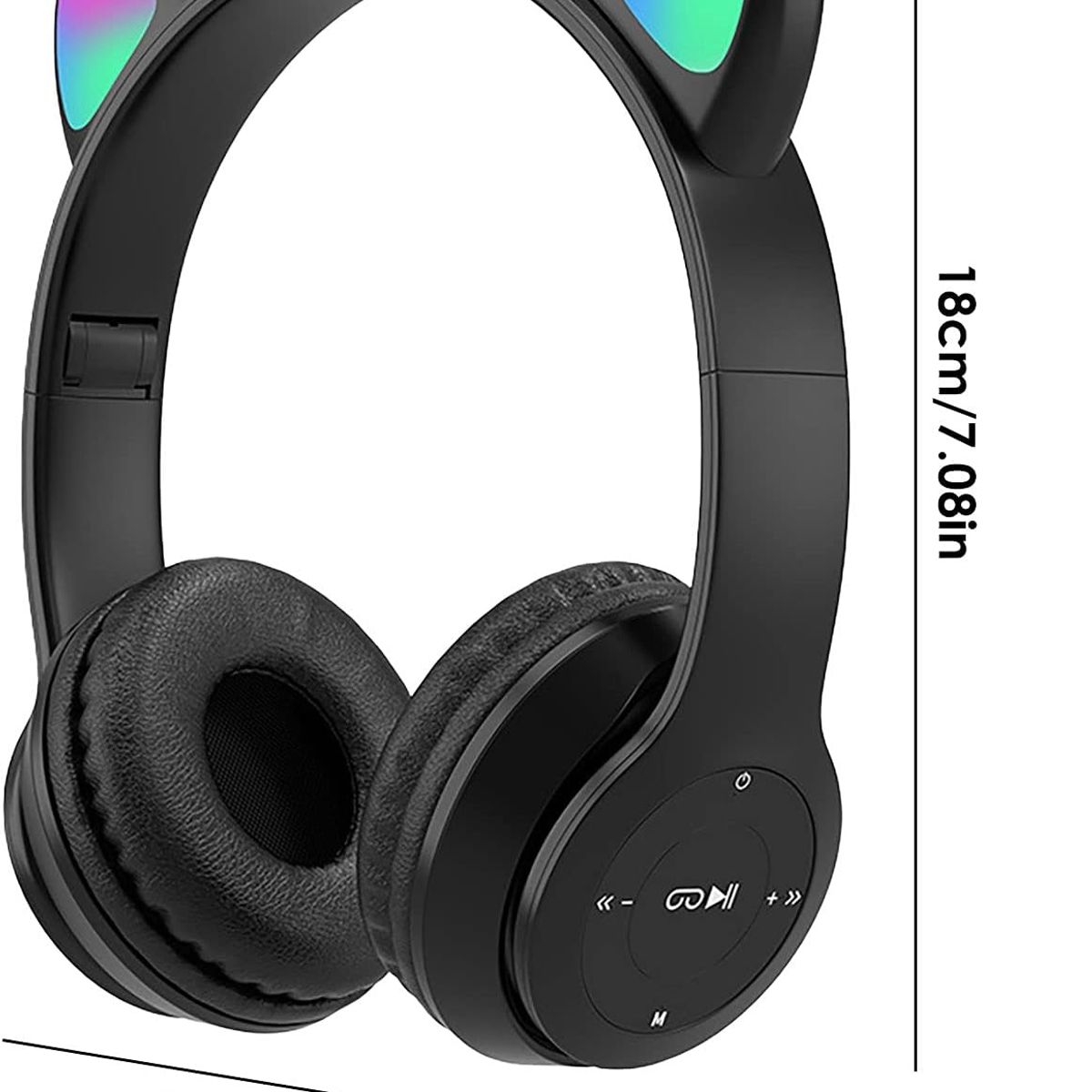 GENERICO - Auriculares inalámbricos con Bluetooth con orejas de Gatito  // Negro