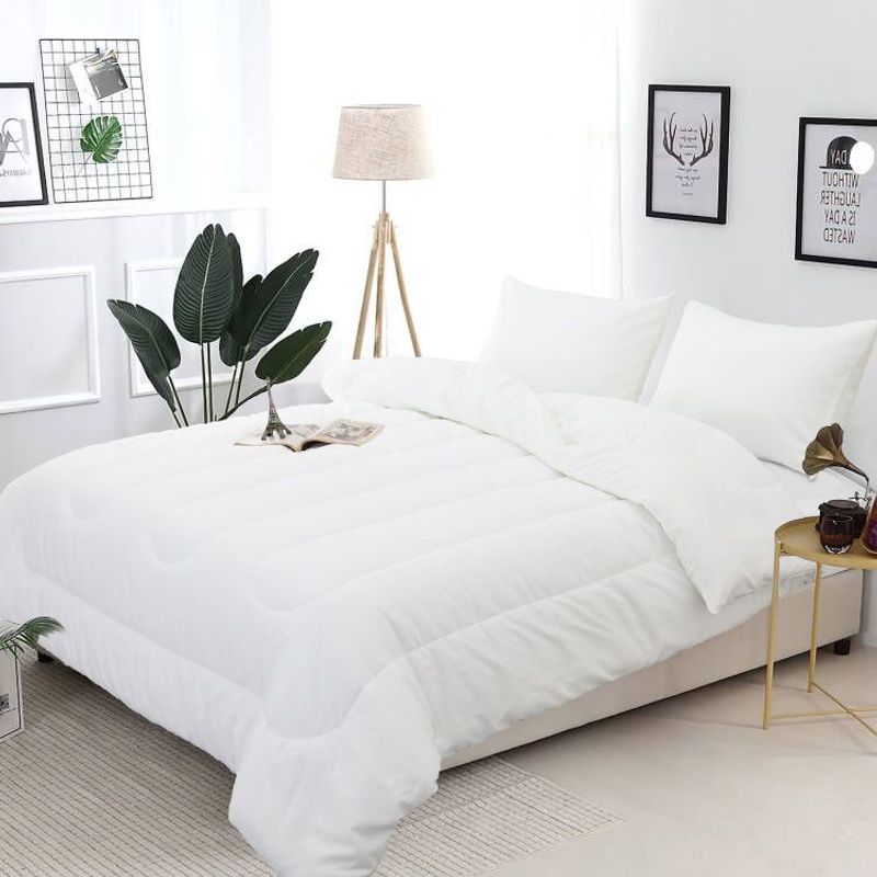 CASATEX - Edredón Hipoalergénico Blanco QUEEN  Set de Sábanas