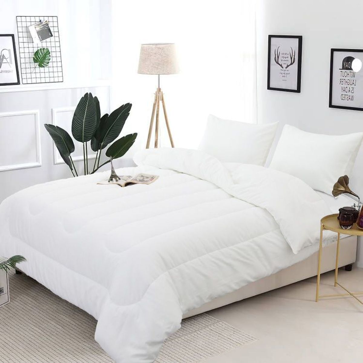 CASATEX - Edredón Hipoalergénico Blanco KING +  Set de Sábanas