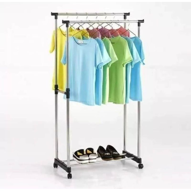 GENERICO - Organizador de Ropa Doble Colgador de Ropa con Ruedas