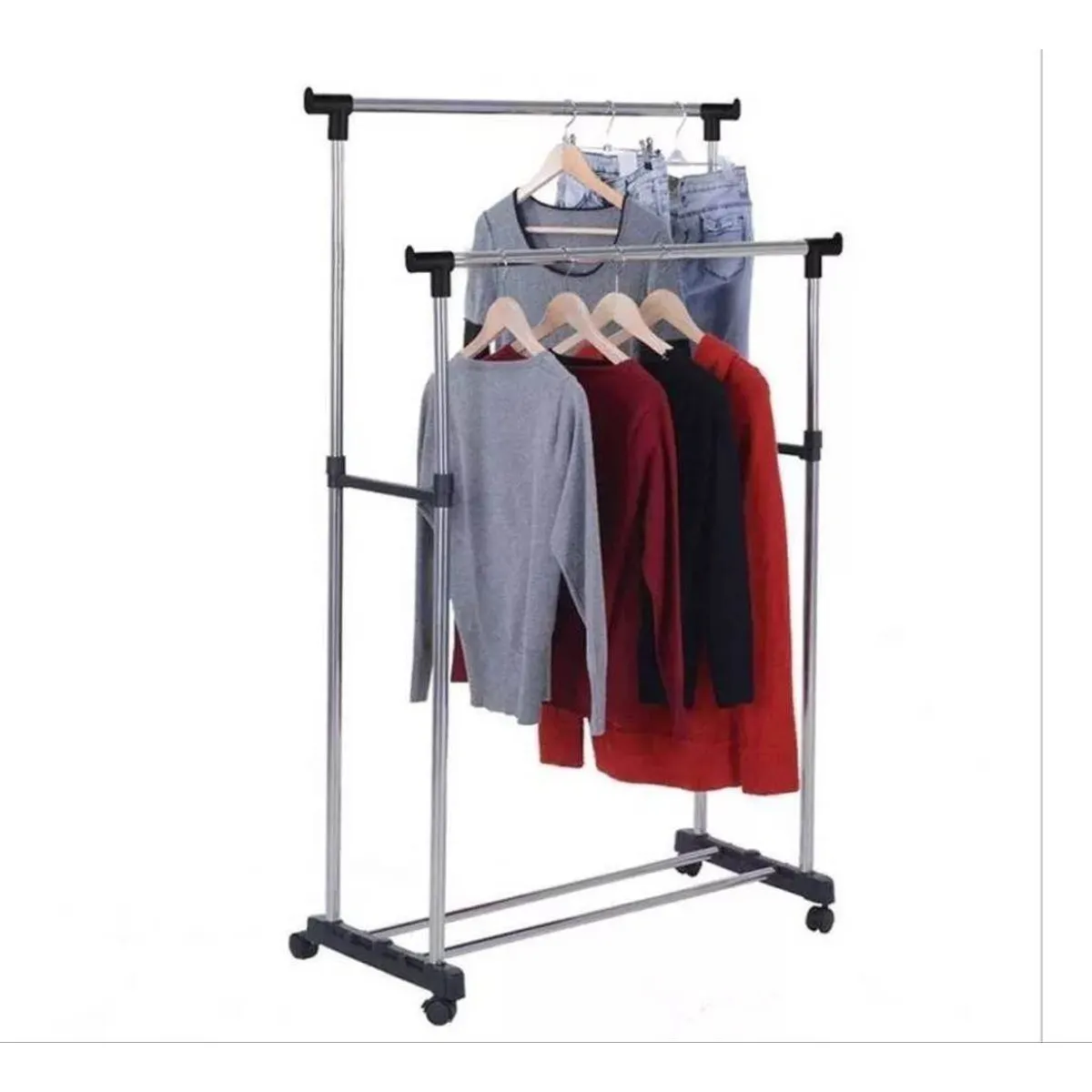 GENERICO - Perchero Organizador de Ropa de Doble Barra con Ruedas