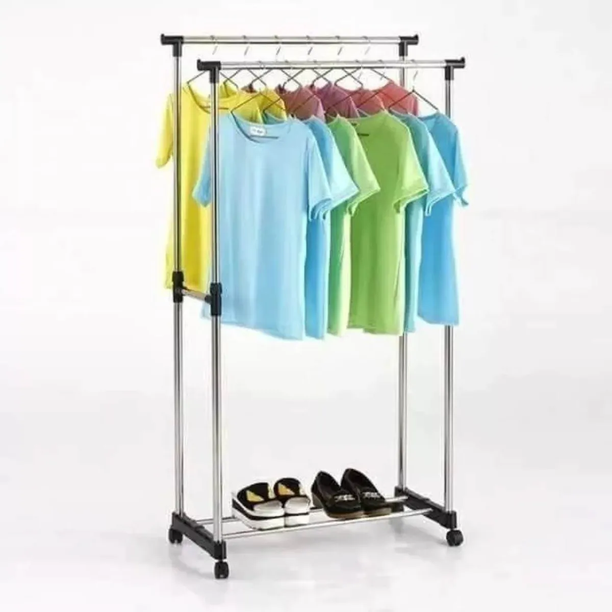 GENERICO - Perchero Organizador de Ropa de Doble Barra con Ruedas