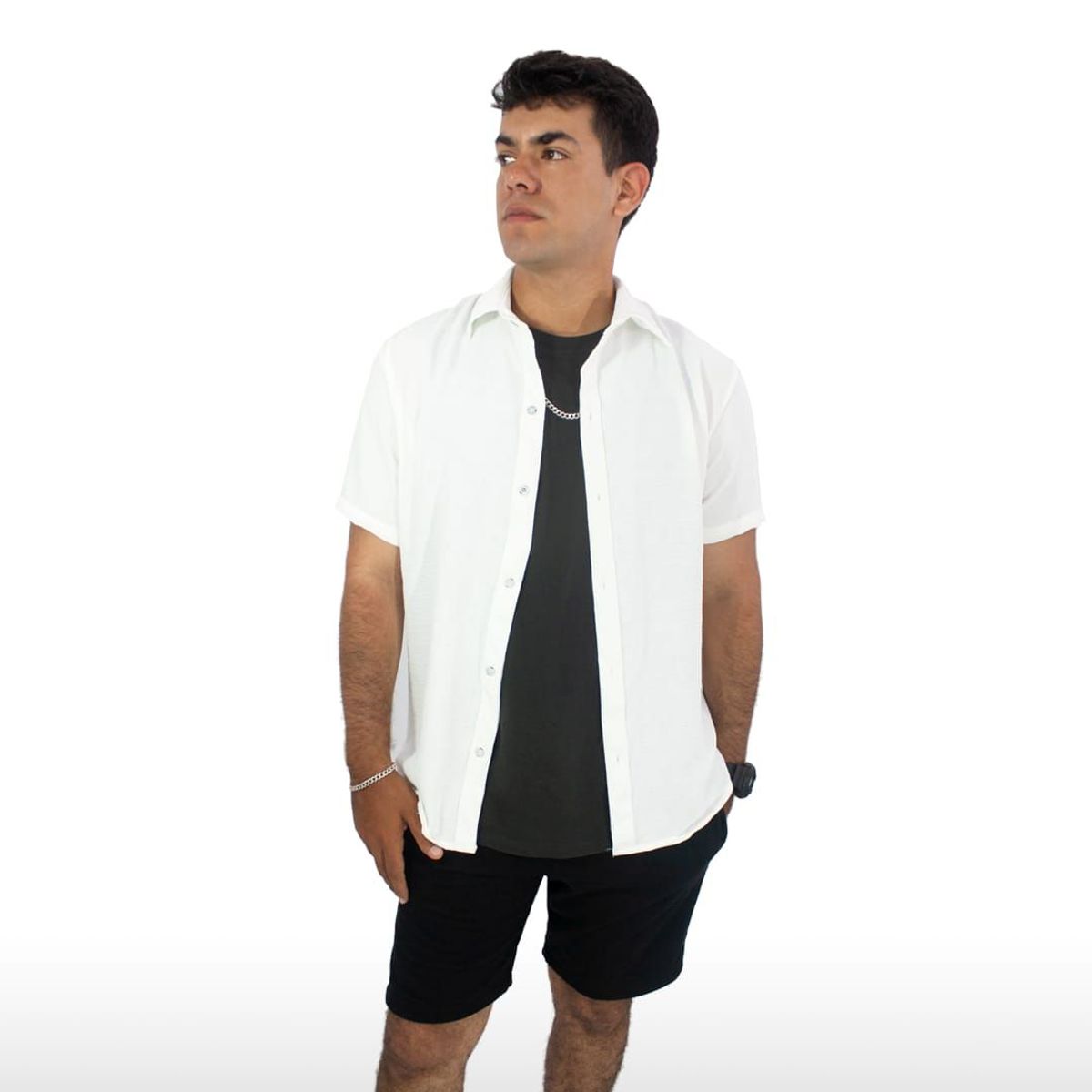 DM DEXMEN - Camisa Dexmen Casual Lino Blanco