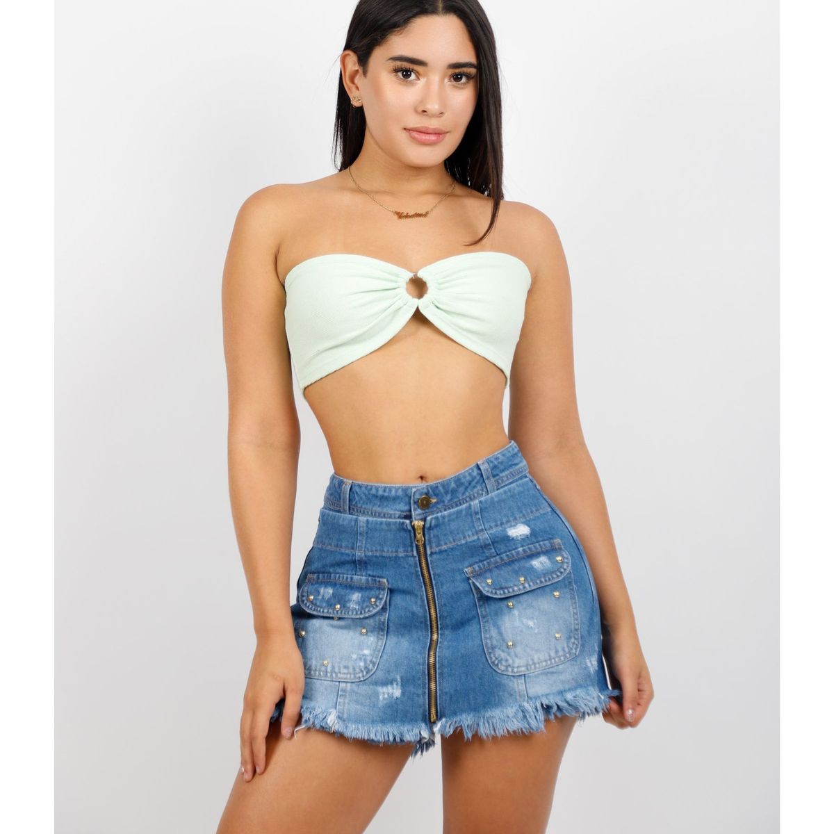 BENCUS JEANS - Falda Short Corta Denim Mujer Cierre