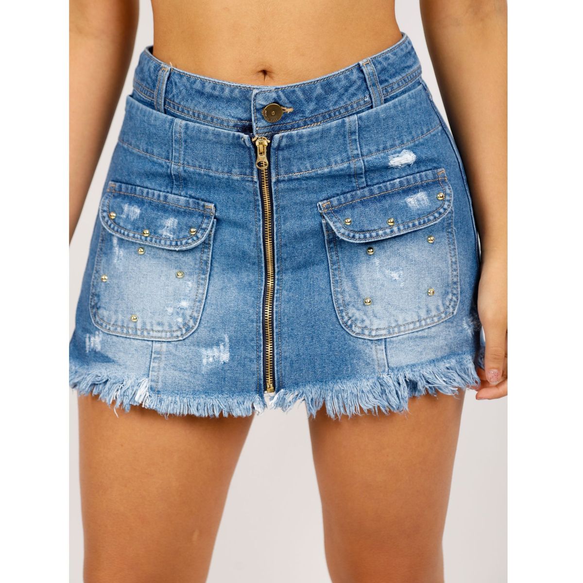 BENCUS JEANS - Falda Short Corta Denim Mujer Cierre